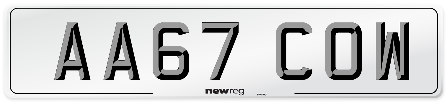 AA67 COW Number Plate from New Reg